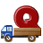 This animated GIF is a flatbed truck with the letter q bouncing on top of it