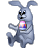 Animated grey Easter bunny tossing egg