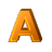 This gif image shows the letter A bouncing up and down. It is a gold color