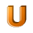 This gif image shows the letter U bouncing up and down. It is a gold color