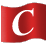 This gif shows a colored animated flag with the letter c in it
