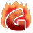 This animated gif shows the letter g, with flames behind it and the letter semi-transparent so you can see the fire through it