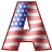 This animated gif is the letter a , with the USA's flag as its background. The flag is waving, but the number remains still