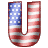 This animated gif is the letter u , with the USA's flag as its background. The flag is waving, but the number remains still