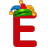 This animated gif is the letter e with a jesters hat on, swaying from side to side