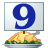 This animated GIF shows a thanksgiving turkey, with a blue spinning number 9 on a card above it