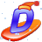 This animated GIF is the letter d going down a slope on a snowboard. It is also wearing a yellow and red hat