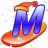 This animated GIF is the letter m going down a slope on a snowboard. It is also wearing a yellow and red hat