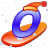 This animated GIF is the letter o going down a slope on a snowboard. It is also wearing a yellow and red hat