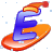 This animated GIF is the letter e going down a slope on a snowboard. It is also wearing a yellow and red hat