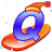 This animated GIF is the letter q going down a slope on a snowboard. It is also wearing a yellow and red hat