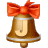 This gif animation shows a bell with a red bow on the top. It has the letter J inside