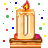 This gif animation shows a lit candel in the shape of a letter D , with sparkles flickering in the background