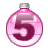 This gif animation shows a Christmas-style bauble with the number 5 in it. The ball swings around, showing the number