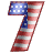 This animated gif is the number 7 , with the USA's flag as its background. The flag is waving, but the number remains still