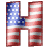 This animated gif is the letter h , with the USA's flag as its background. The flag is waving, but the number remains still