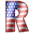This animated gif is the letter r , with the USA's flag as its background. The flag is waving, but the number remains still