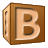 This animated GIF is a brown children's building block spinning, with the letter b on it