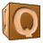 This animated GIF is a brown children's building block spinning, with the letter q on it