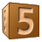 This animated GIF is a brown children's building block spinning, with the number 5 on it