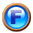 This animated GIF shows a gold spinning ring moving around a blue circle, which has the letter f inside it