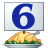 This animated GIF shows a thanksgiving turkey, with a blue spinning number 6 on a card above it