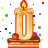 This gif animation shows a lit candel in the shape of a number 0 , with sparkles flickering in the background