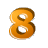This gif image shows the number 8 bouncing up and down. It is a gold color