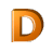 This gif image shows the letter D bouncing up and down. It is a gold color