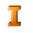 This gif image shows the letter I bouncing up and down. It is a gold color