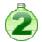 This gif animation shows a Christmas-style bauble with the number 2 in it. The ball swings around, showing the number