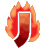 This animated gif shows the letter j, with flames behind it and the letter semi-transparent so you can see the fire through it