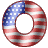This animated gif is the letter o , with the USA's flag as its background. The flag is waving, but the number remains still