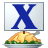 This animated GIF shows a thanksgiving turkey, with a blue spinning letter x on a card above it