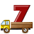This animated GIF is a flatbed truck with the number 7 bouncing on top of it
