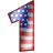 This animated gif is the number 1 , with the USA's flag as its background. The flag is waving, but the number remains still