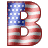 This animated gif is the letter b , with the USA's flag as its background. The flag is waving, but the number remains still