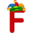 This animated gif is the letter f with a jesters hat on, swaying from side to side