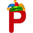This animated gif is the letter p with a jesters hat on, swaying from side to side