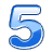 This animated gif shows the number 5 in blue, with liquid swishing around inside it