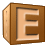 This animated GIF is a brown children's building block spinning, with the letter e on it