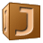This animated GIF is a brown children's building block spinning, with the letter j on it
