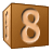 This animated GIF is a brown children's building block spinning, with the number 8 on it
