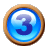 This animated GIF shows a gold spinning ring moving around a blue circle, which has the number 3 inside it