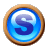 This animated GIF shows a gold spinning ring moving around a blue circle, which has the letter s inside it