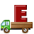 This animated GIF is a flatbed truck with the letter e bouncing on top of it