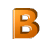 This gif image shows the letter B bouncing up and down. It is a gold color