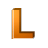 This gif image shows the letter L bouncing up and down. It is a gold color