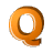 This gif image shows the letter Q bouncing up and down. It is a gold color