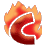 This animated gif shows the letter c, with flames behind it and the letter semi-transparent so you can see the fire through it